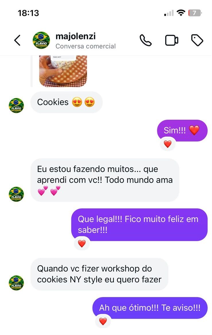 Depoimento de aluna sobre aula de cookies da Manu Rosa